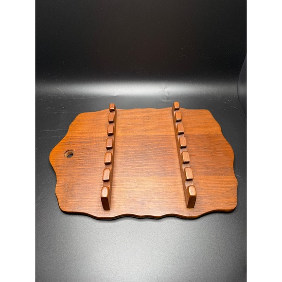 Woodcraftery Wall Mount Spoon Display Rack Holder 2 Tier Rustic Wood 10.5x7 - Picture 2 of 5